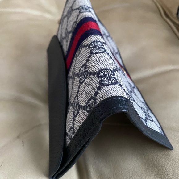 Vintage GUCCI Long Wallet Sherry GG Web Stripe Canvas Leather - Picture 5 of 10